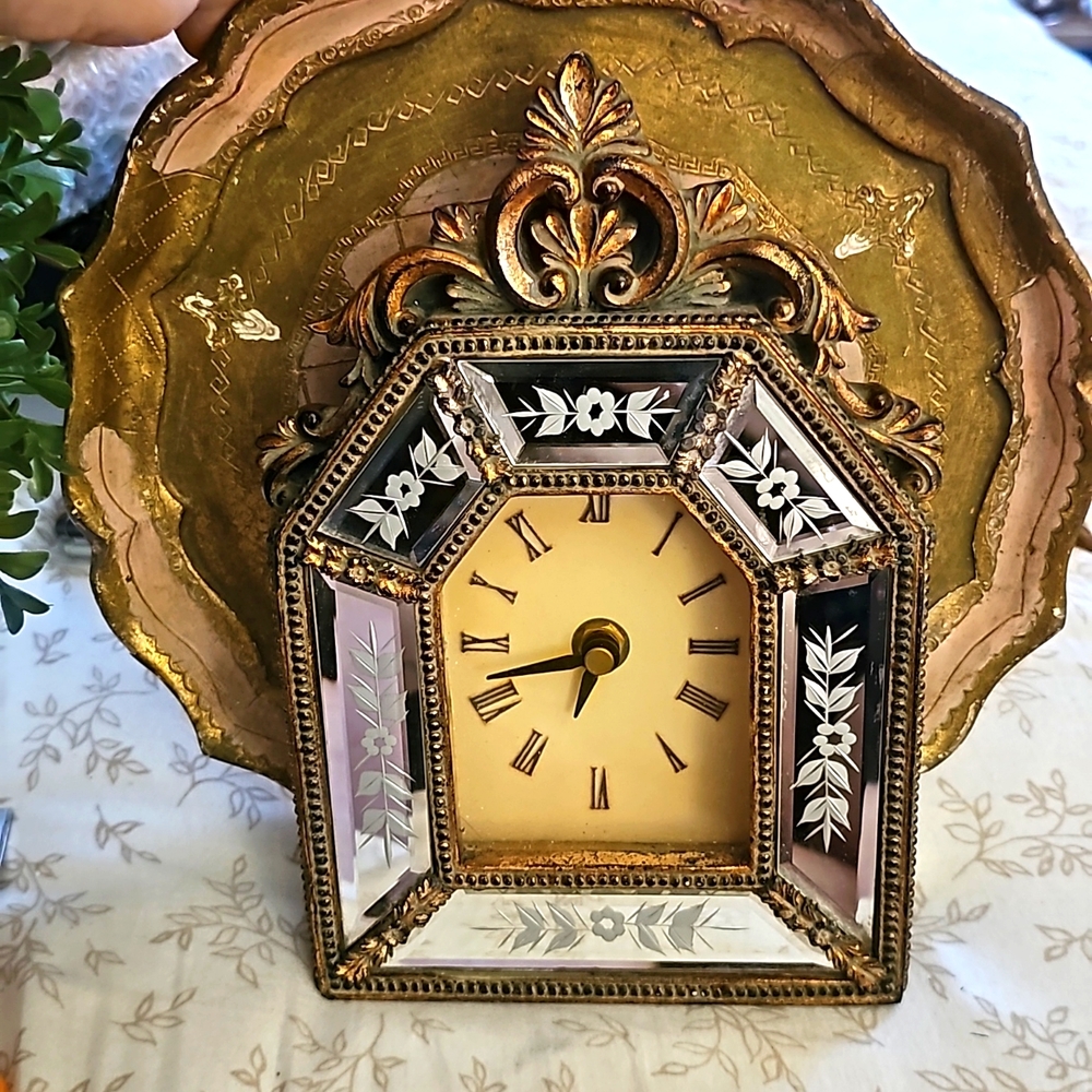 Vintage Venetian Murano Glass Mantel Clock - Picture 2 of 8